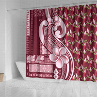 Samoa Teuila Shower Curtain Maroon Samoan Siapo Motifs LT05 - Polynesian Pride