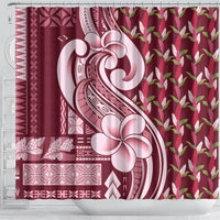 Samoa Teuila Shower Curtain Maroon Samoan Siapo Motifs LT05 - Polynesian Pride