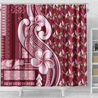 Samoa Teuila Shower Curtain Maroon Samoan Siapo Motifs LT05 - Polynesian Pride