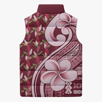 Samoa Teuila Sleeveless Puffer Jacket Maroon Samoan Siapo Motifs LT05 - Polynesian Pride