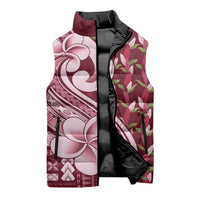 Samoa Teuila Sleeveless Puffer Jacket Maroon Samoan Siapo Motifs LT05 - Polynesian Pride