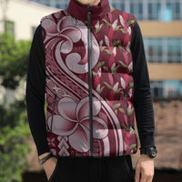 Samoa Teuila Sleeveless Puffer Jacket Maroon Samoan Siapo Motifs LT05 - Polynesian Pride