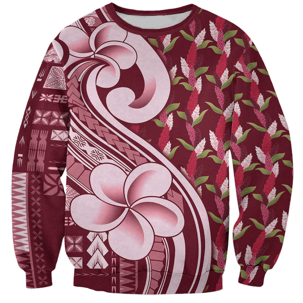 Samoa Teuila Sweatshirt Maroon Samoan Siapo Motifs LT05 Unisex Maroon - Polynesian Pride
