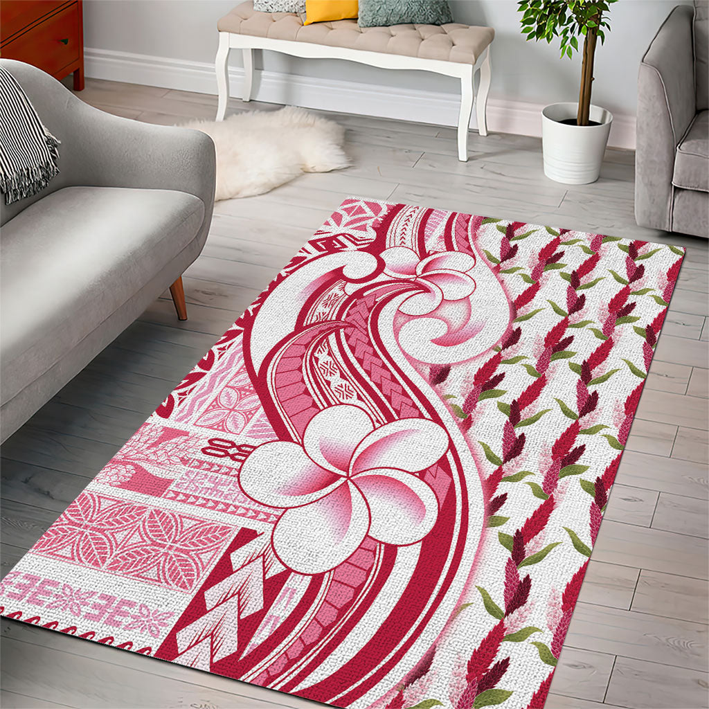 Samoa Teuila Area Rug White Samoan Siapo Motifs LT05 - Polynesian Pride