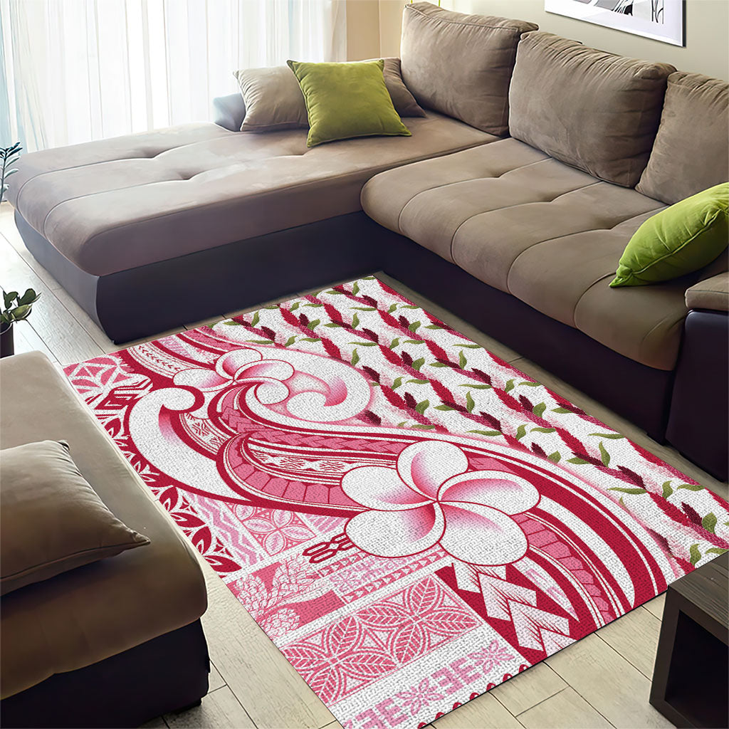 Samoa Teuila Area Rug White Samoan Siapo Motifs LT05 - Polynesian Pride