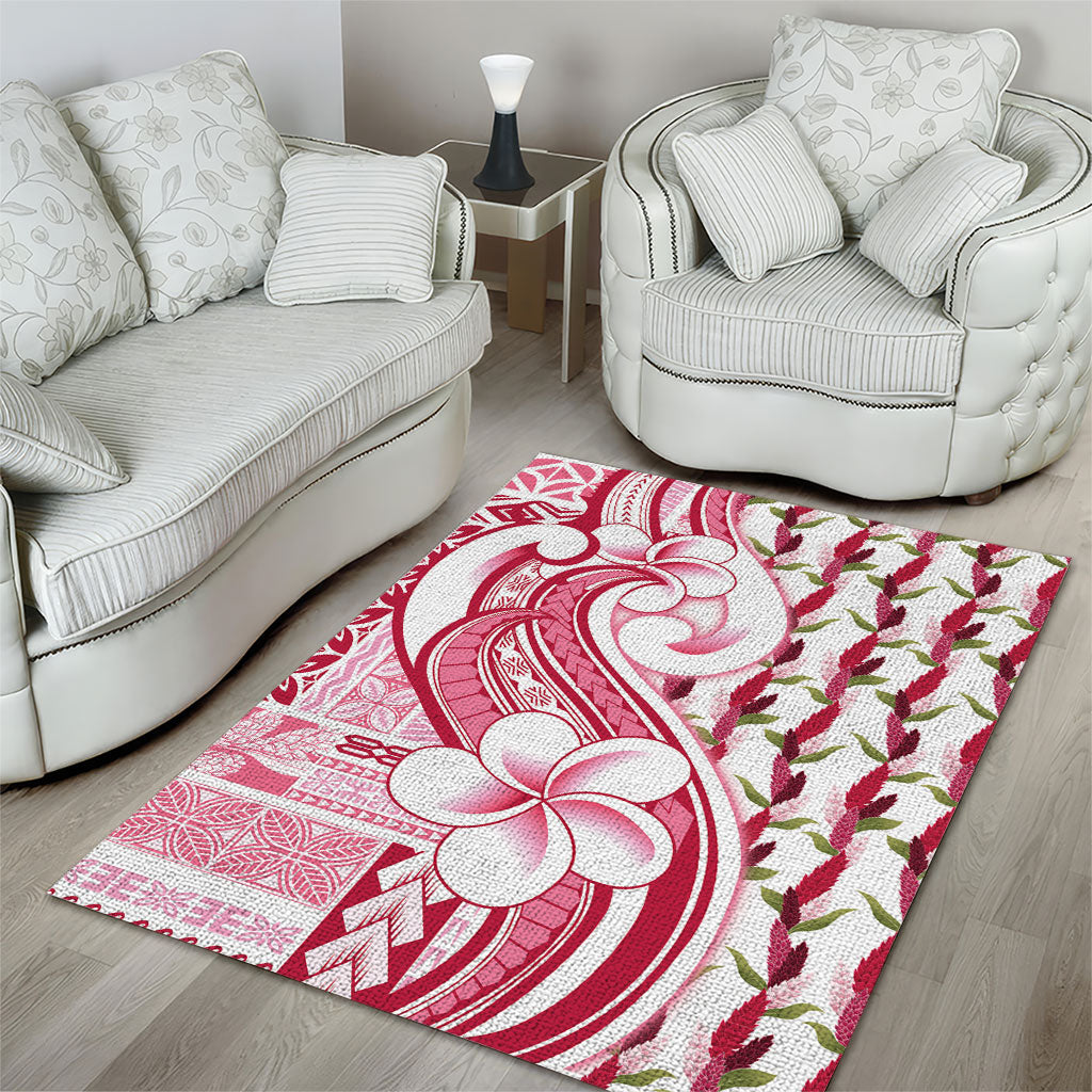 Samoa Teuila Area Rug White Samoan Siapo Motifs LT05 - Polynesian Pride