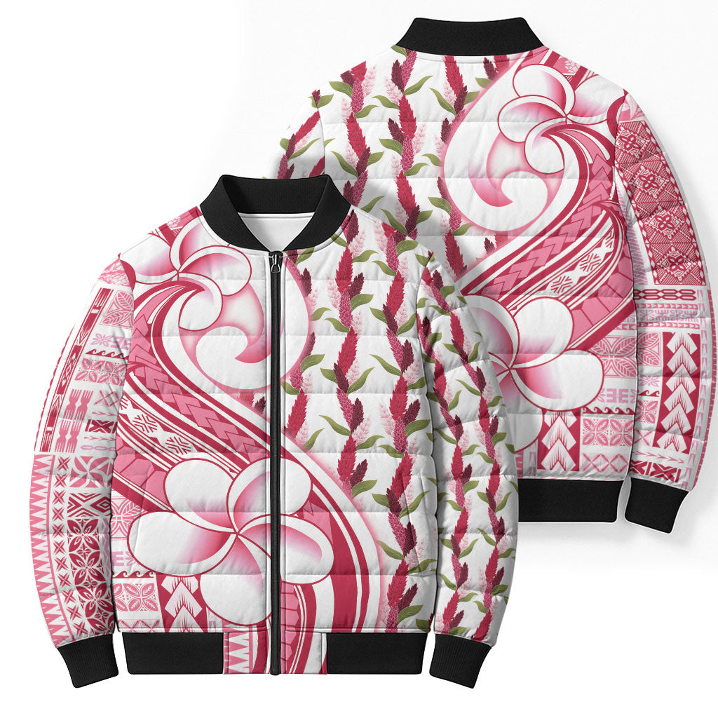Samoa Teuila Bomber Puffer Jacket White Samoan Siapo Motifs LT05 - Polynesian Pride