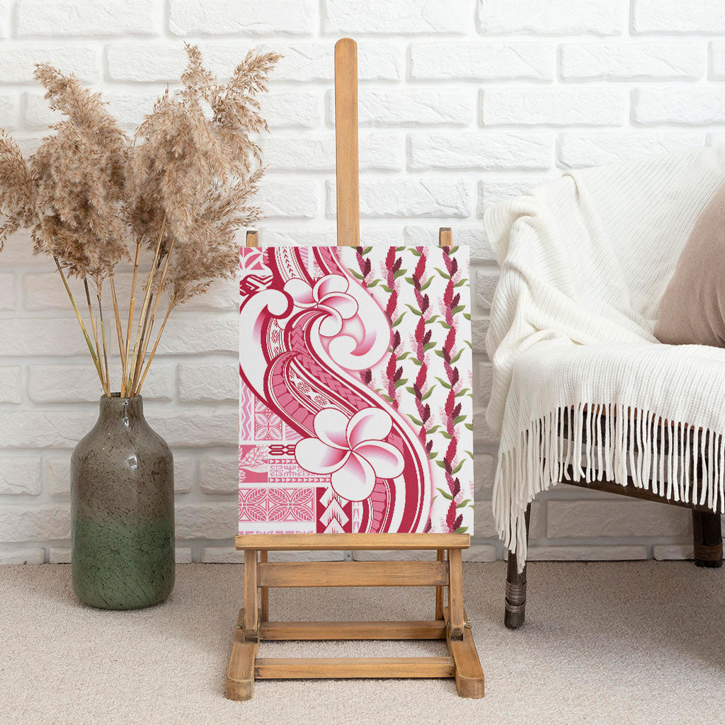 Samoa Teuila Canvas Wall Art White Samoan Siapo Motifs LT05 - Polynesian Pride
