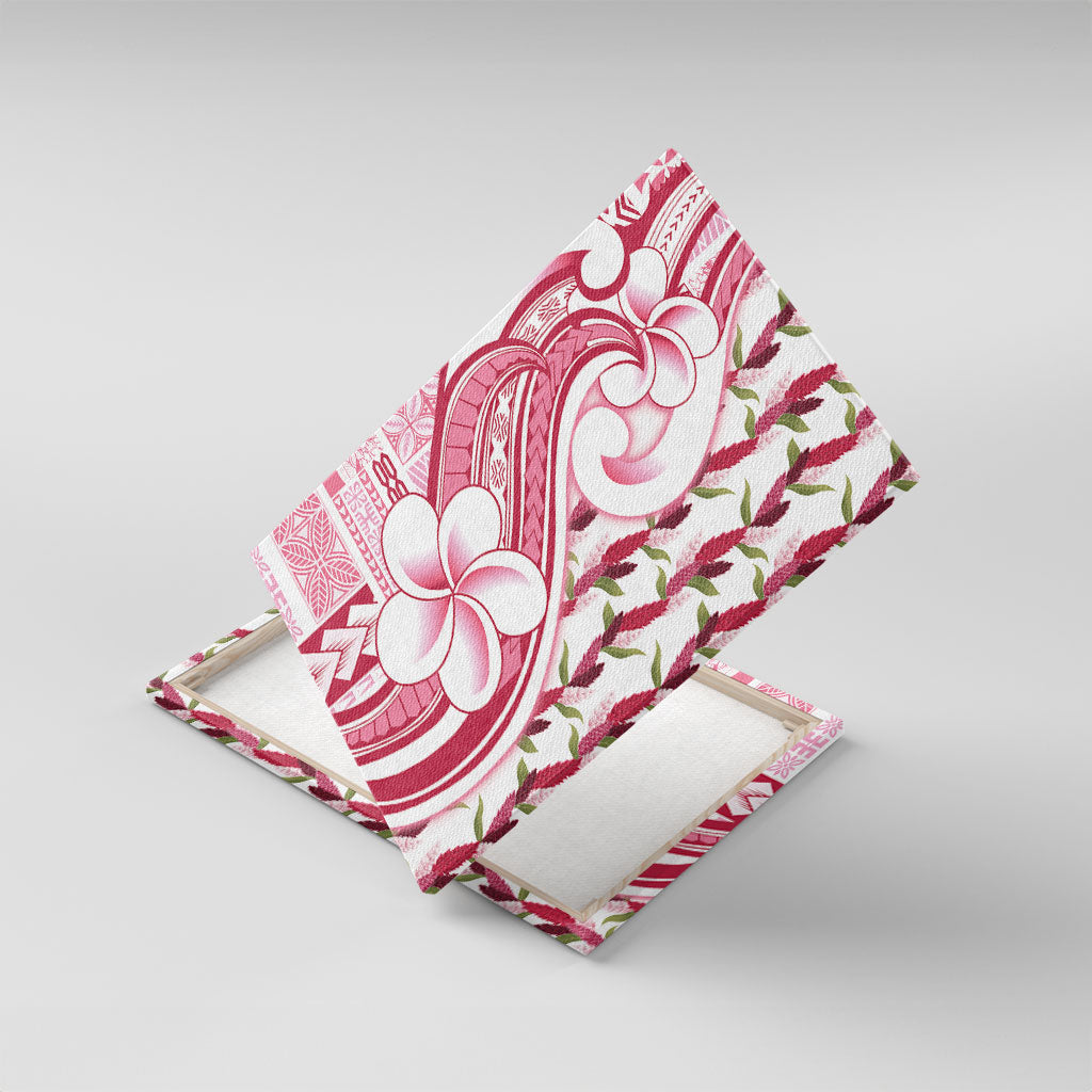 Samoa Teuila Canvas Wall Art White Samoan Siapo Motifs LT05 With Frame White - Polynesian Pride