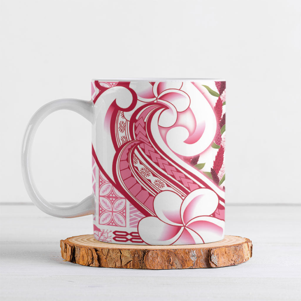 Samoa Teuila Ceramic Mug White Samoan Siapo Motifs LT05 White - Polynesian Pride