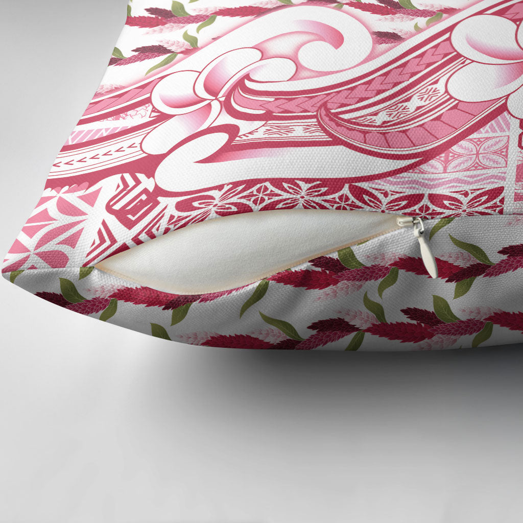 Samoa Teuila Pillow Cover White Samoan Siapo Motifs LT05 - Polynesian Pride
