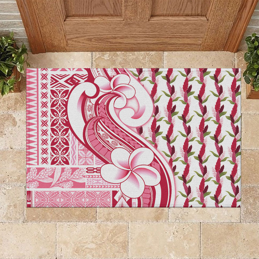 Samoa Teuila Rubber Doormat White Samoan Siapo Motifs LT05 White - Polynesian Pride