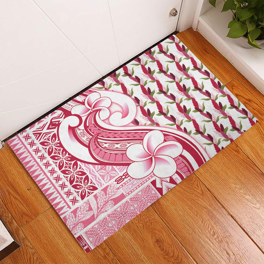Samoa Teuila Rubber Doormat White Samoan Siapo Motifs LT05 - Polynesian Pride