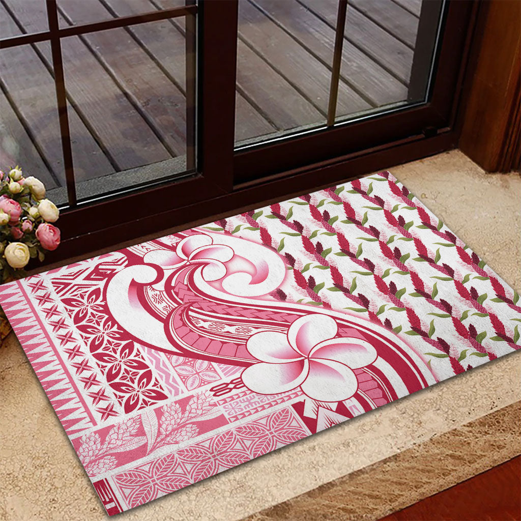 Samoa Teuila Rubber Doormat White Samoan Siapo Motifs LT05 - Polynesian Pride