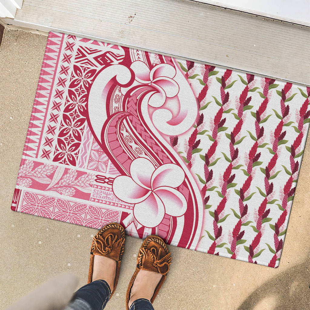 Samoa Teuila Rubber Doormat White Samoan Siapo Motifs LT05 - Polynesian Pride