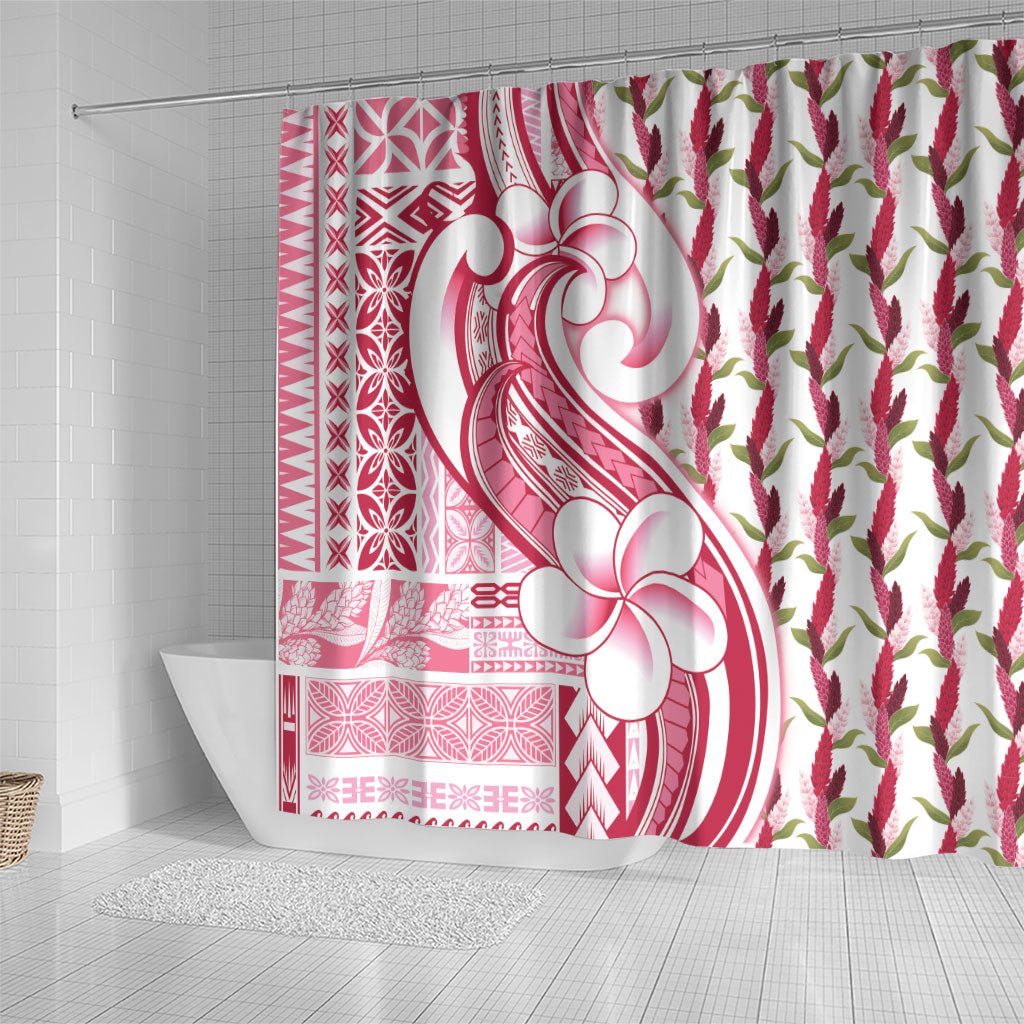 Samoa Teuila Shower Curtain White Samoan Siapo Motifs LT05 - Polynesian Pride