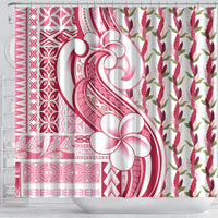 Samoa Teuila Shower Curtain White Samoan Siapo Motifs LT05 - Polynesian Pride
