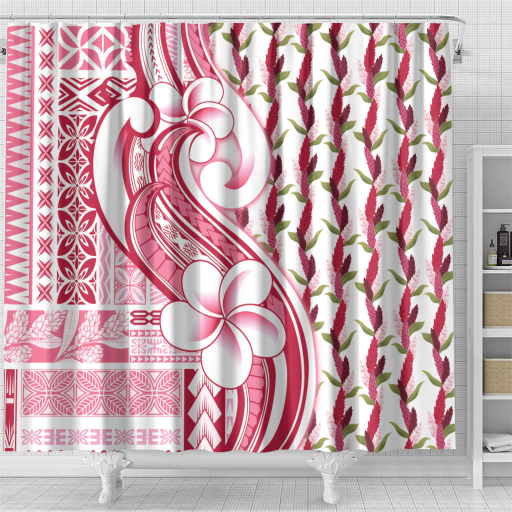 Samoa Teuila Shower Curtain White Samoan Siapo Motifs LT05 - Polynesian Pride
