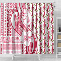 Samoa Teuila Shower Curtain White Samoan Siapo Motifs LT05 - Polynesian Pride