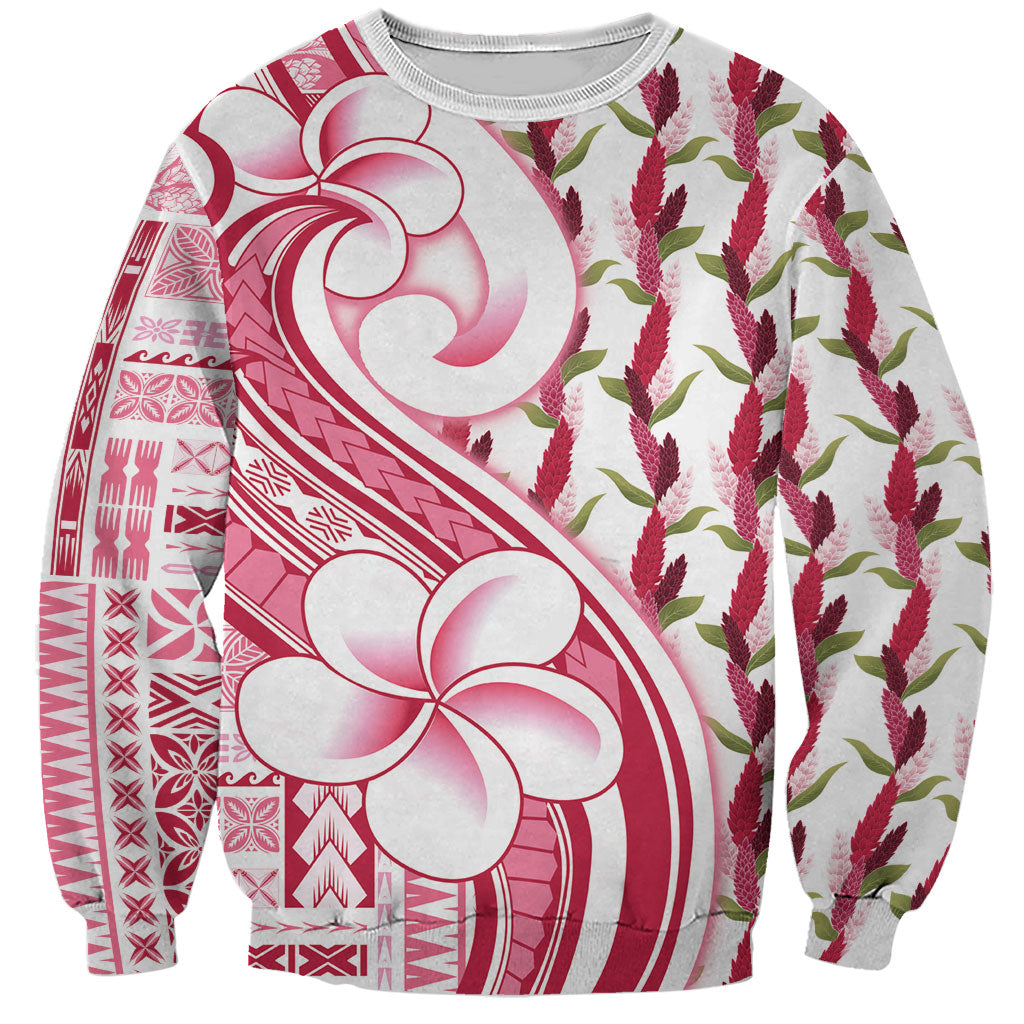 Samoa Teuila Sweatshirt White Samoan Siapo Motifs LT05 Unisex White - Polynesian Pride