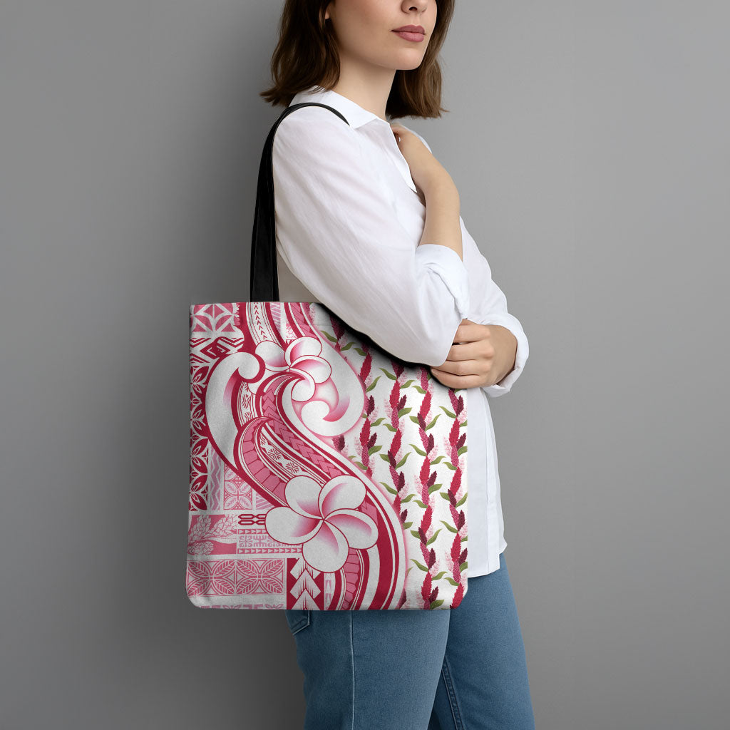 Samoa Teuila Tote Bag White Samoan Siapo Motifs LT05 - Polynesian Pride