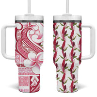 Samoa Teuila Tumbler With Handle White Samoan Siapo Motifs LT05 One Size: 40 oz White - Polynesian Pride