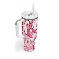 Samoa Teuila Tumbler With Handle White Samoan Siapo Motifs LT05 - Polynesian Pride