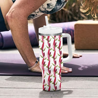 Samoa Teuila Tumbler With Handle White Samoan Siapo Motifs LT05 - Polynesian Pride