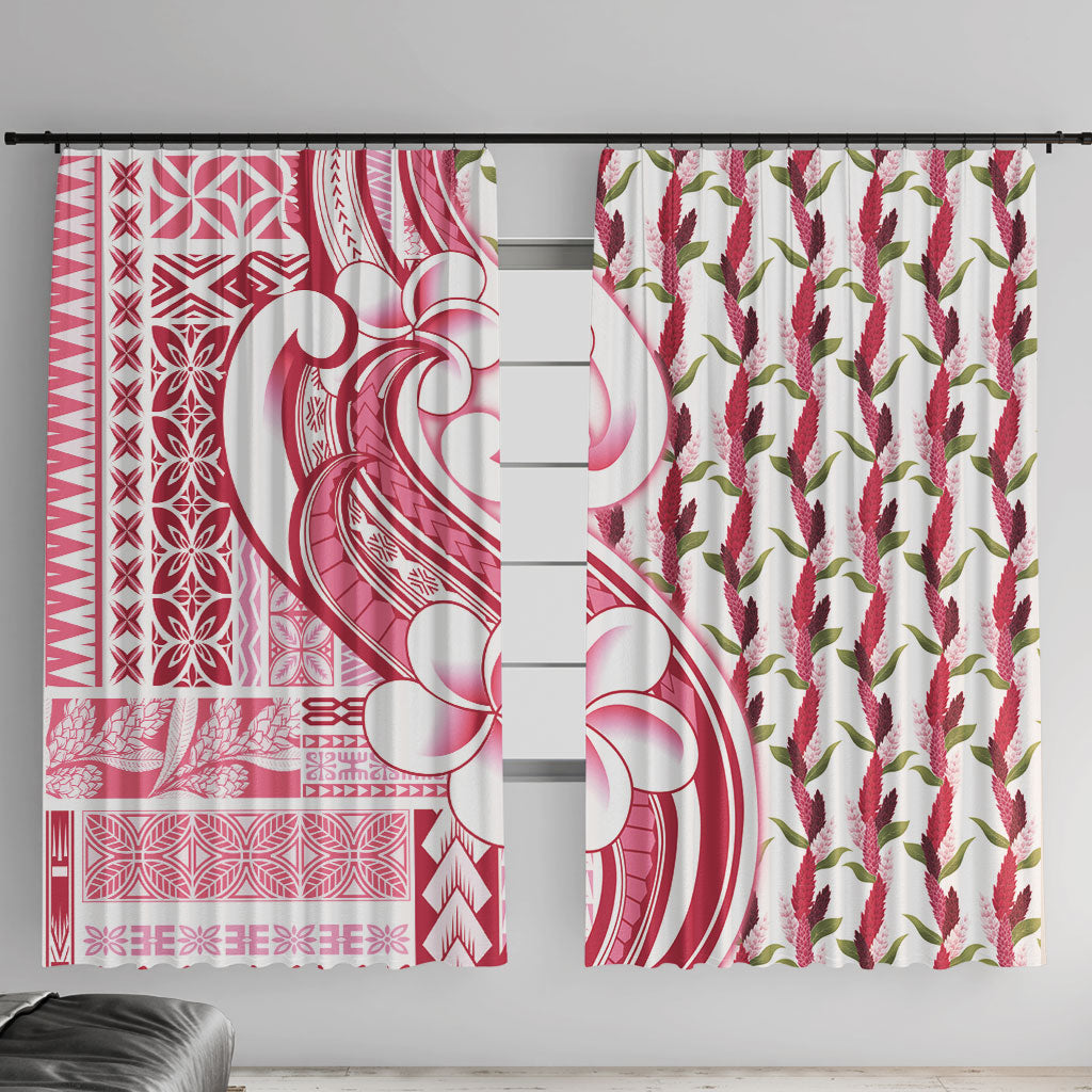 Samoa Teuila Window Curtain White Samoan Siapo Motifs LT05 With Hooks White - Polynesian Pride