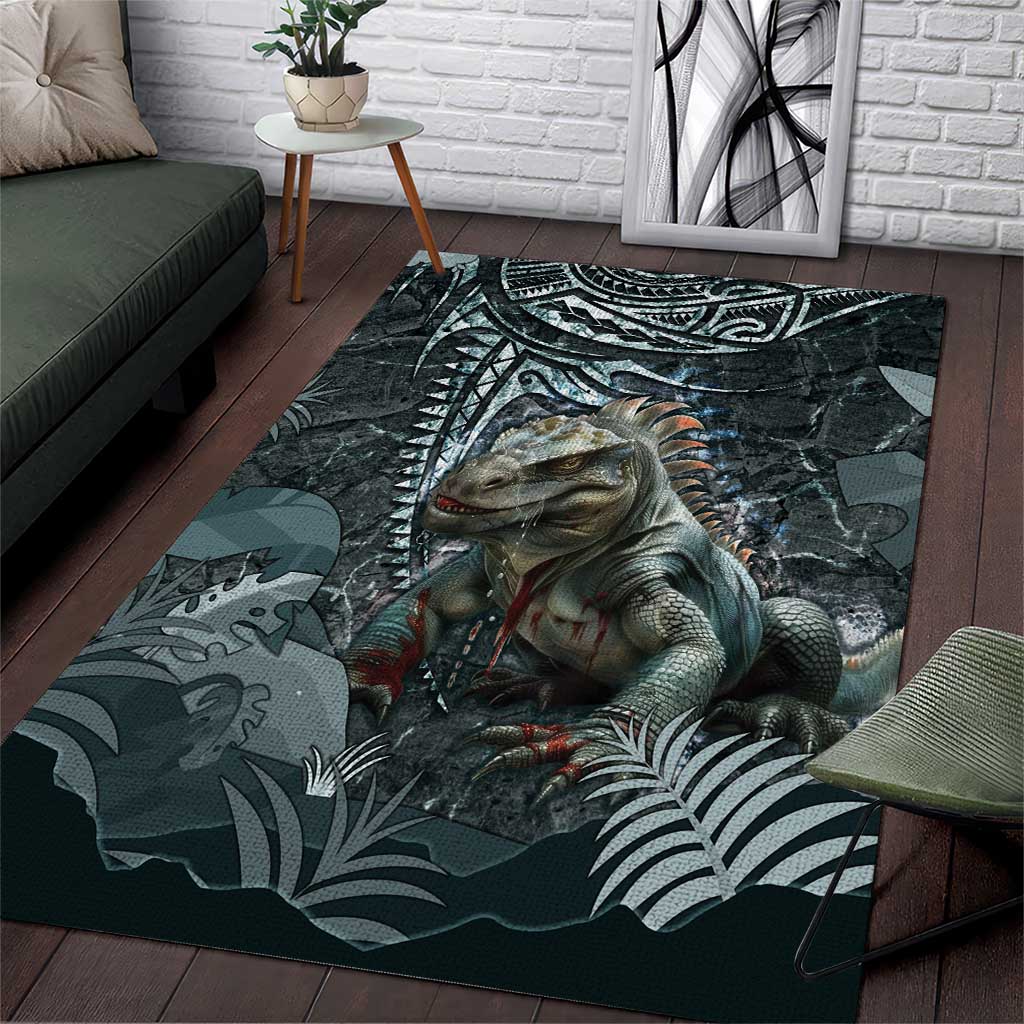 Hawaii Mo'o Lizard God Area Rug Polynesian Style LT05 Green - Polynesian Pride