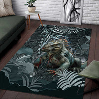 Hawaii Mo'o Lizard God Area Rug Polynesian Style LT05 Green - Polynesian Pride