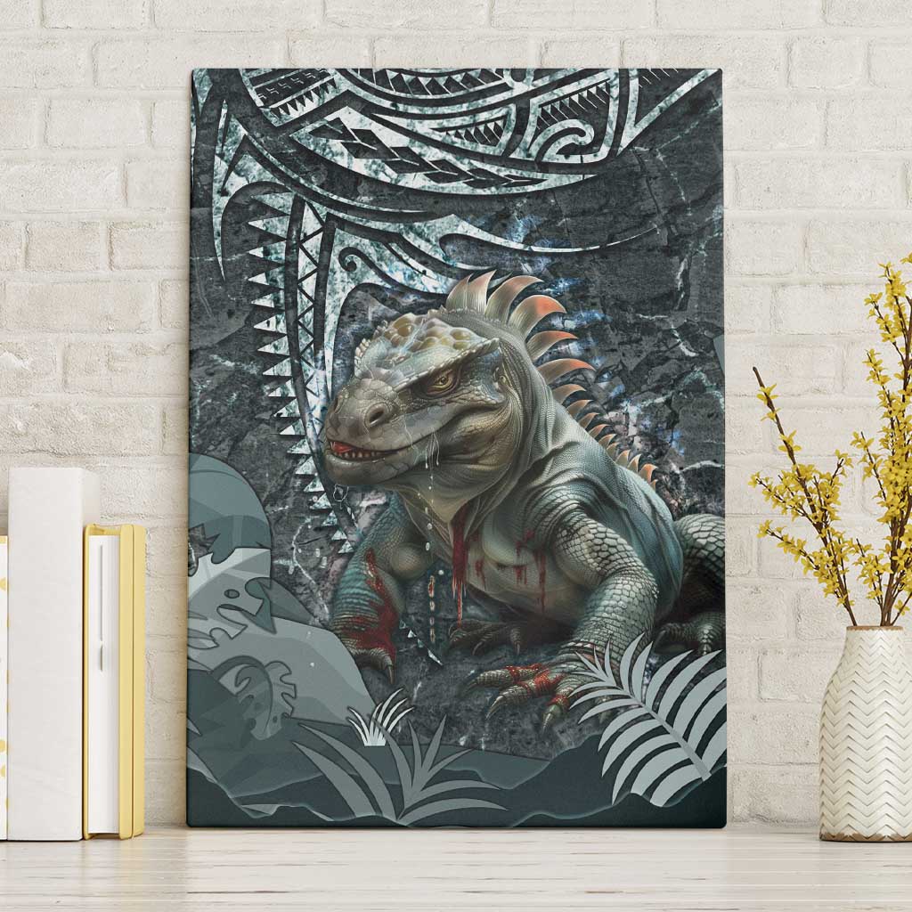 Hawaii Mo'o Lizard God Canvas Wall Art Polynesian Style LT05 Without Frame Green - Polynesian Pride