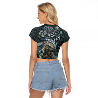 Hawaii Mo'o Lizard God Raglan Cropped T Shirt Polynesian Style LT05 - Polynesian Pride