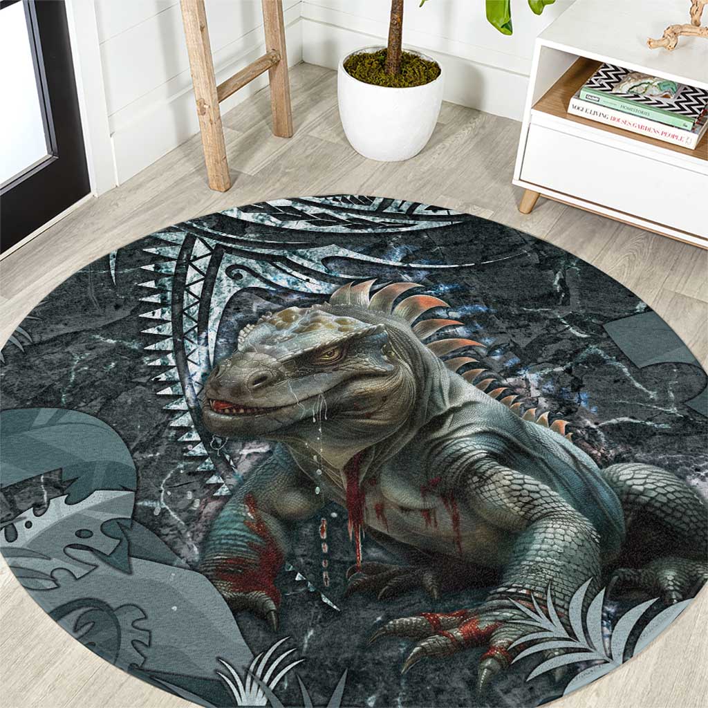 Hawaii Mo'o Lizard God Round Carpet Polynesian Style LT05 Green - Polynesian Pride