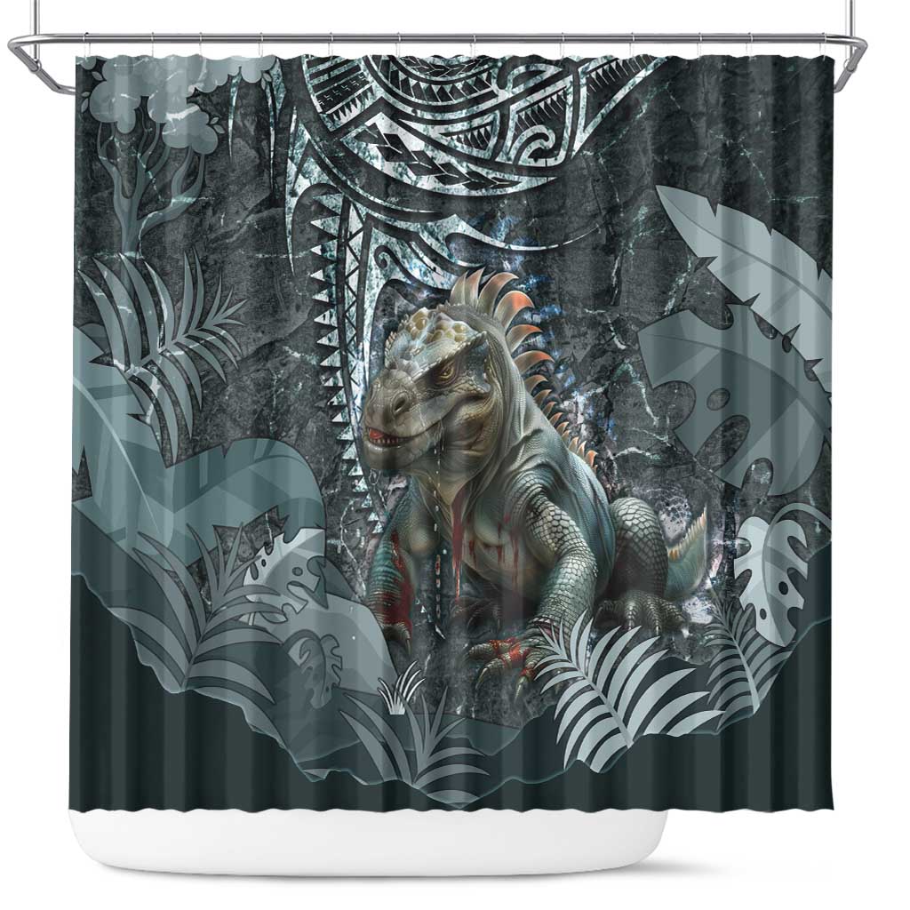 Hawaii Mo'o Lizard God Shower Curtain Polynesian Style LT05 Green - Polynesian Pride
