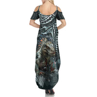 Hawaii Mo'o Lizard God Summer Maxi Dress Polynesian Style LT05 - Polynesian Pride