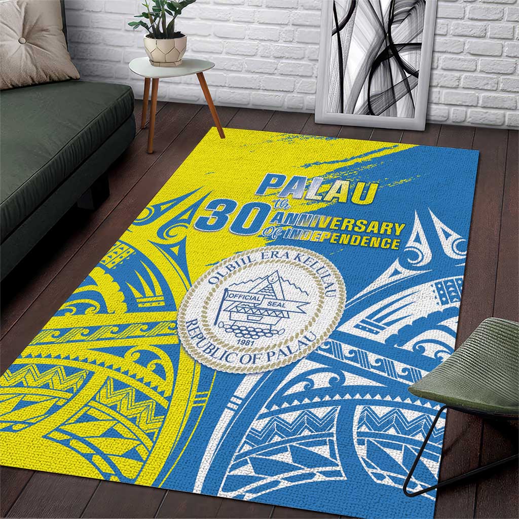 Palau Independence Day Area Rug Happy 30th Anniversary LT05 Blue - Polynesian Pride