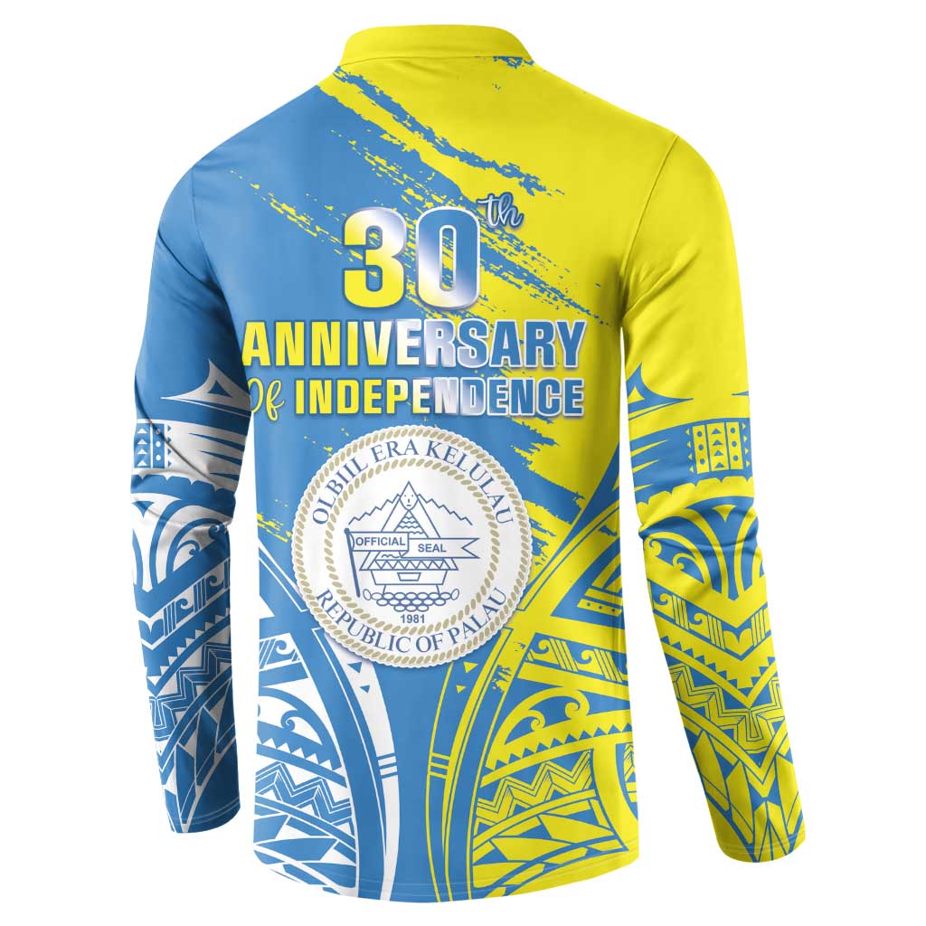 Palau Independence Day Button Sweatshirt Happy 30th Anniversary LT05 - Polynesian Pride