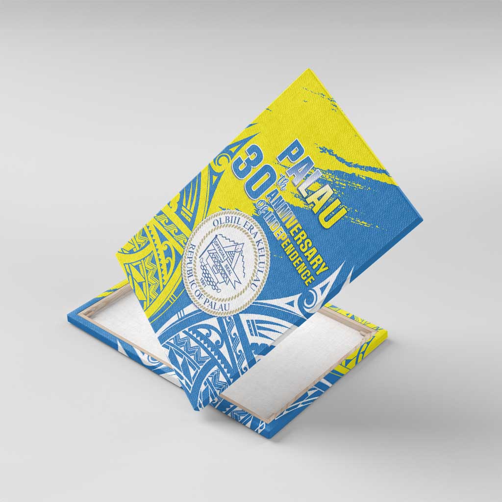 Palau Independence Day Canvas Wall Art Happy 30th Anniversary LT05 With Frame Blue - Polynesian Pride