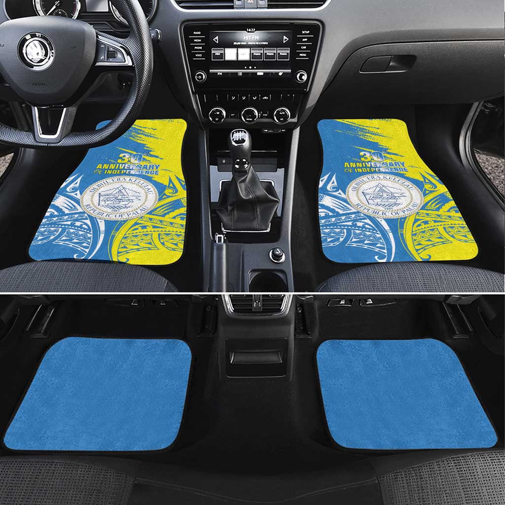 Palau Independence Day Car Mats Happy 30th Anniversary LT05 Set 4pcs Blue - Polynesian Pride