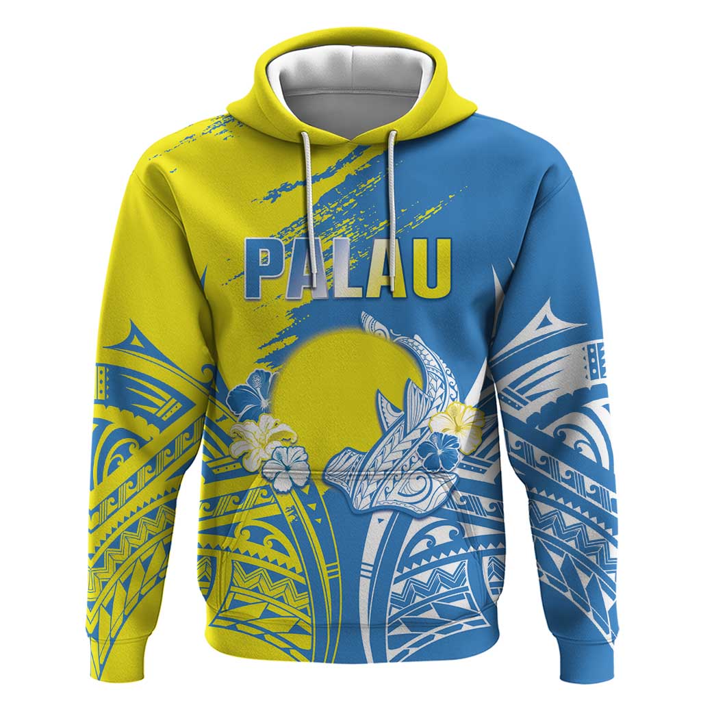 Palau Independence Day Hoodie Happy 30th Anniversary LT05 Pullover Hoodie Blue - Polynesian Pride
