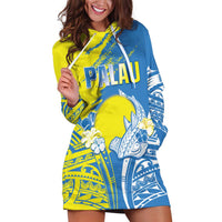 Palau Independence Day Hoodie Dress Happy 30th Anniversary LT05 Blue - Polynesian Pride