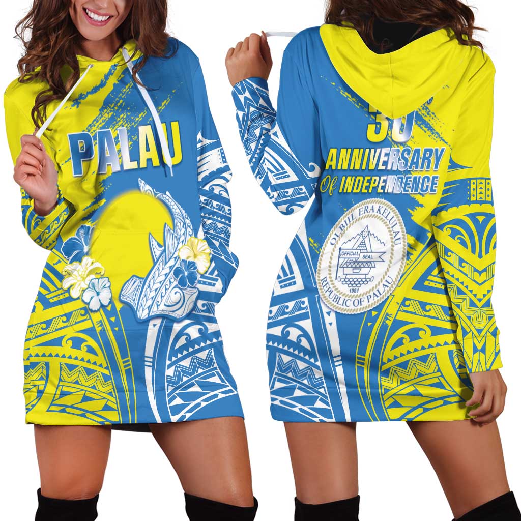 Palau Independence Day Hoodie Dress Happy 30th Anniversary LT05 - Polynesian Pride