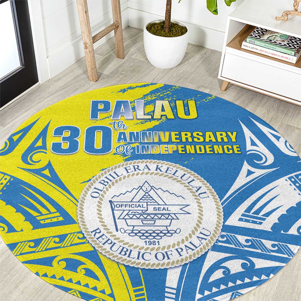 Palau Independence Day Round Carpet Happy 30th Anniversary LT05 Blue - Polynesian Pride