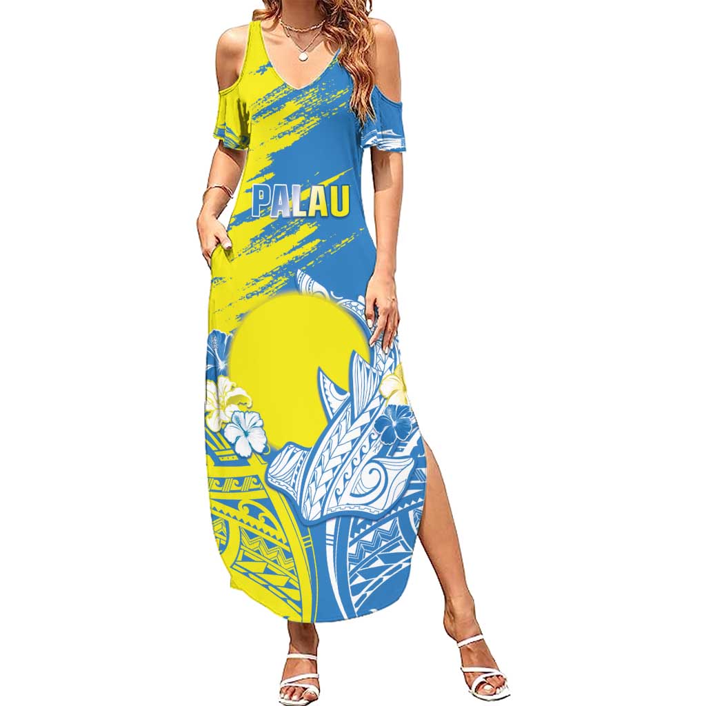 Palau Independence Day Summer Maxi Dress Happy 30th Anniversary LT05 Women Blue - Polynesian Pride