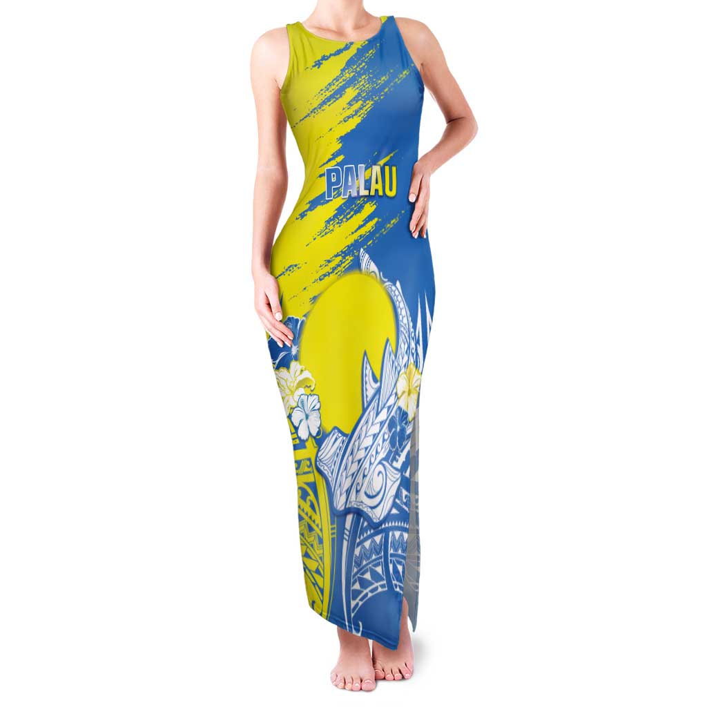 Palau Independence Day Tank Maxi Dress Happy 30th Anniversary LT05 Women Blue - Polynesian Pride