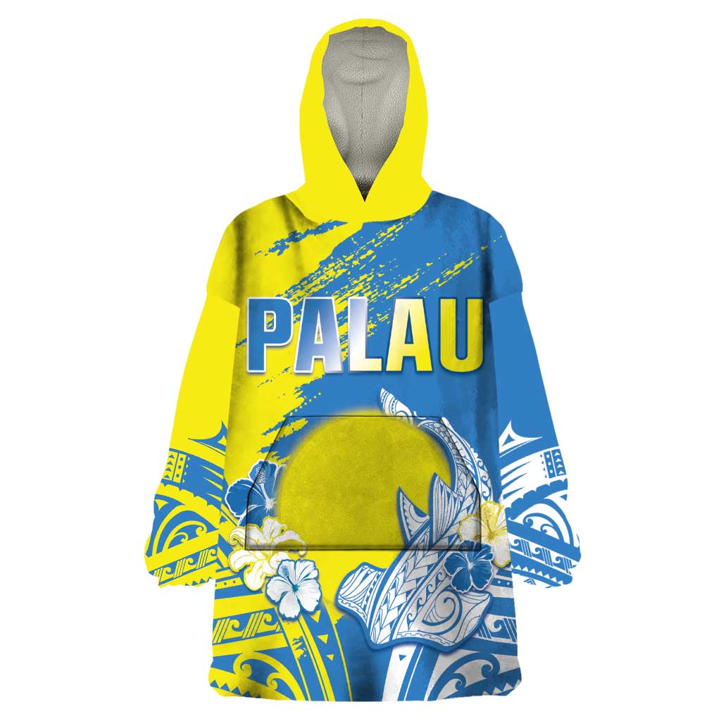 Palau Independence Day Wearable Blanket Hoodie Happy 30th Anniversary LT05 One Size Blue - Polynesian Pride