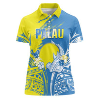 Palau Independence Day Women Polo Shirt Happy 30th Anniversary LT05 Female Blue - Polynesian Pride