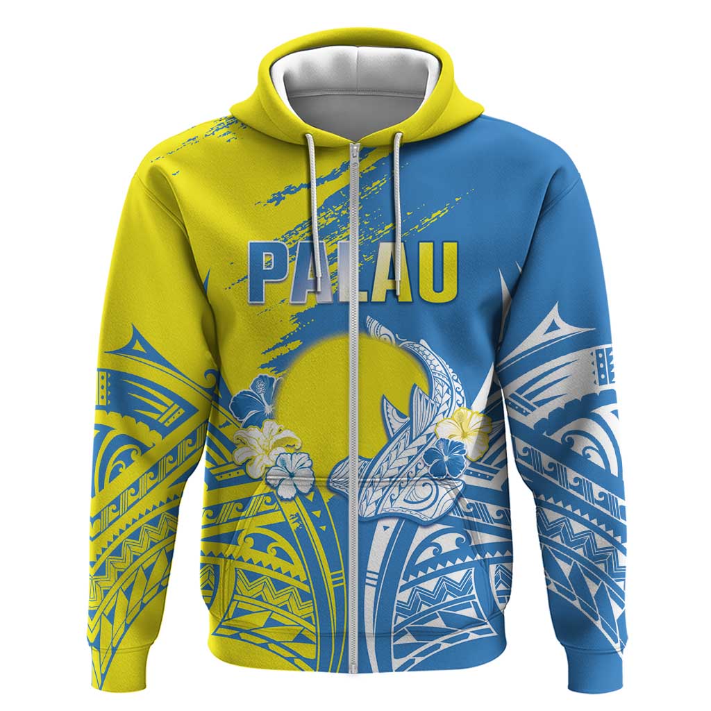 Palau Independence Day Zip Hoodie Happy 30th Anniversary LT05 Zip Hoodie Blue - Polynesian Pride