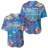 Happy Diwali Festival Baseball Jersey Diya Lamp Rangoli With Polynesian Pattern LT05 - Polynesian Pride